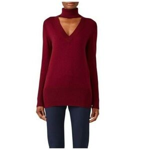 Tome NYC Burgundy Merino Cut Out Turtleneck Sweater